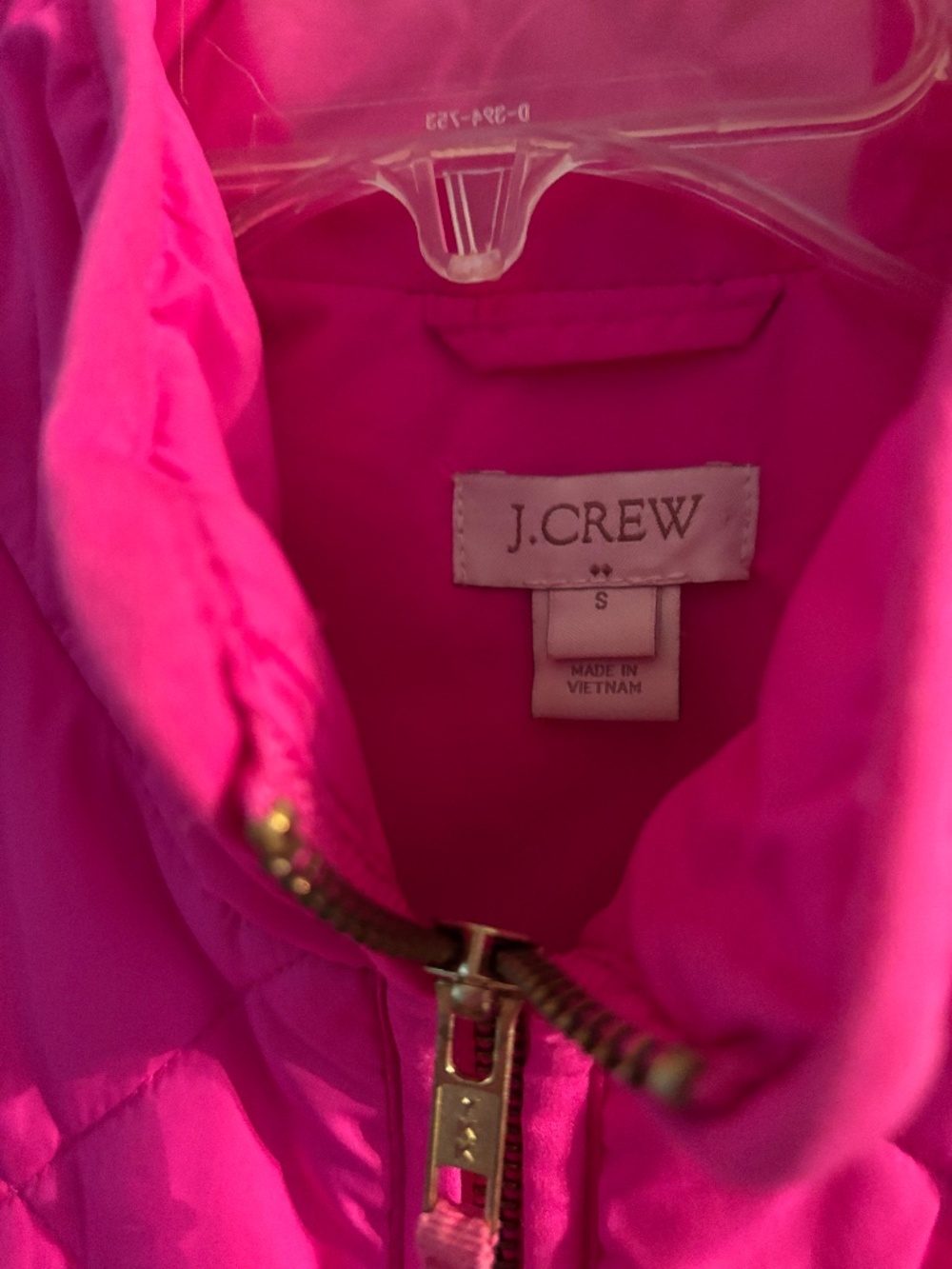 J. Crew Pink Quilted Collared Full Zip Sleeveless Vest Size S